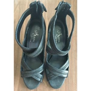 COLE HAAN/MARIA SHARAPOVA Leather Gunmetal Heels